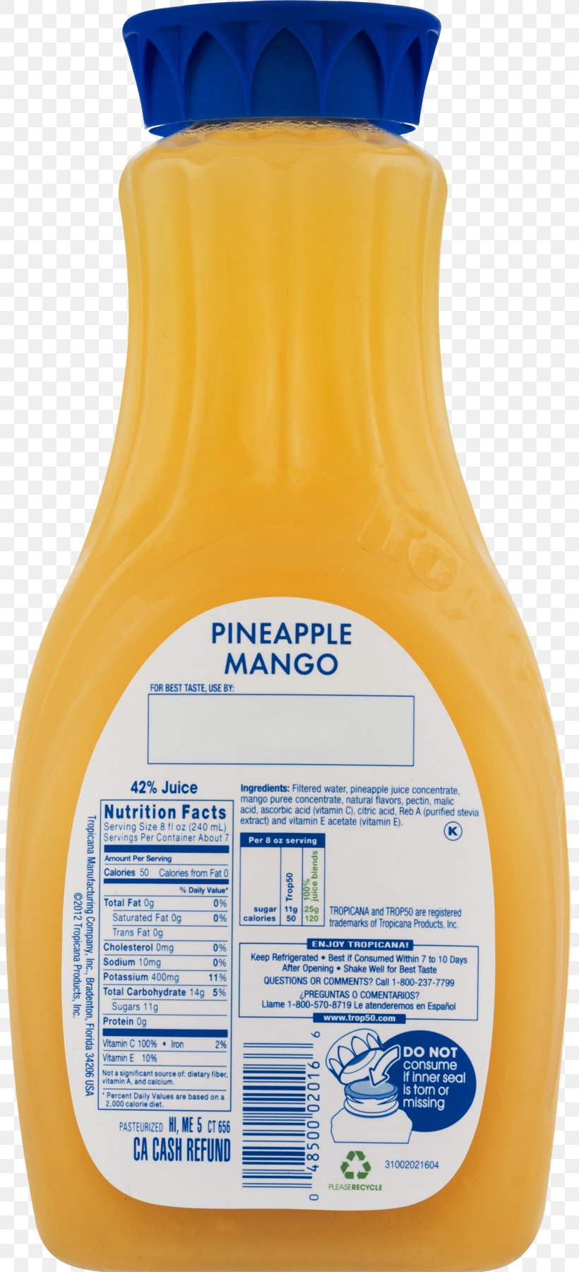 tropicana orange juice food label
