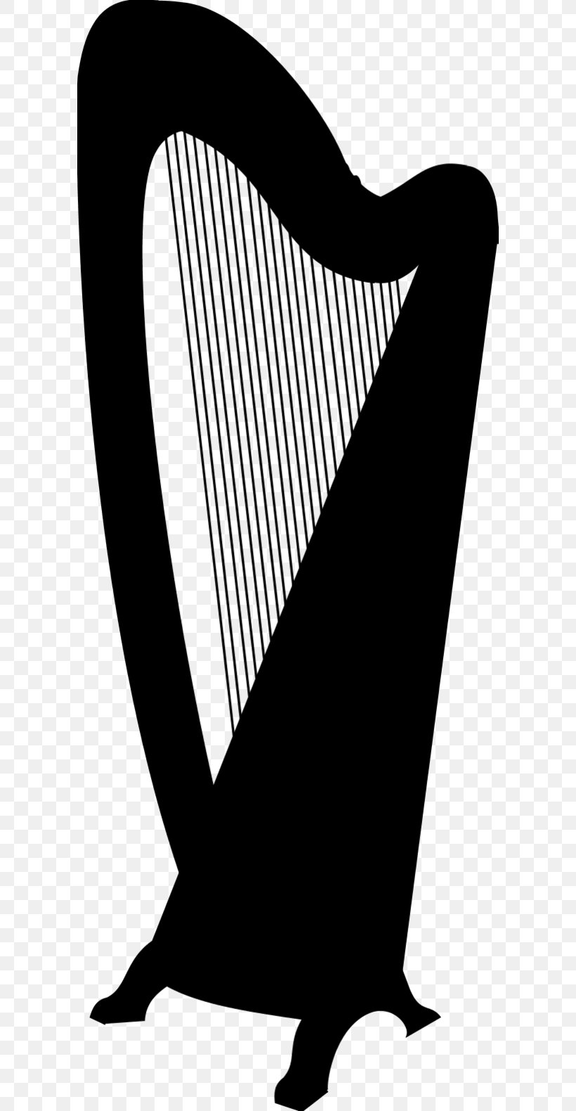 Harp Clip Art, PNG, 600x1580px, Harp, Black And White, Celtic Harp, Drawing, Monochrome Download Free