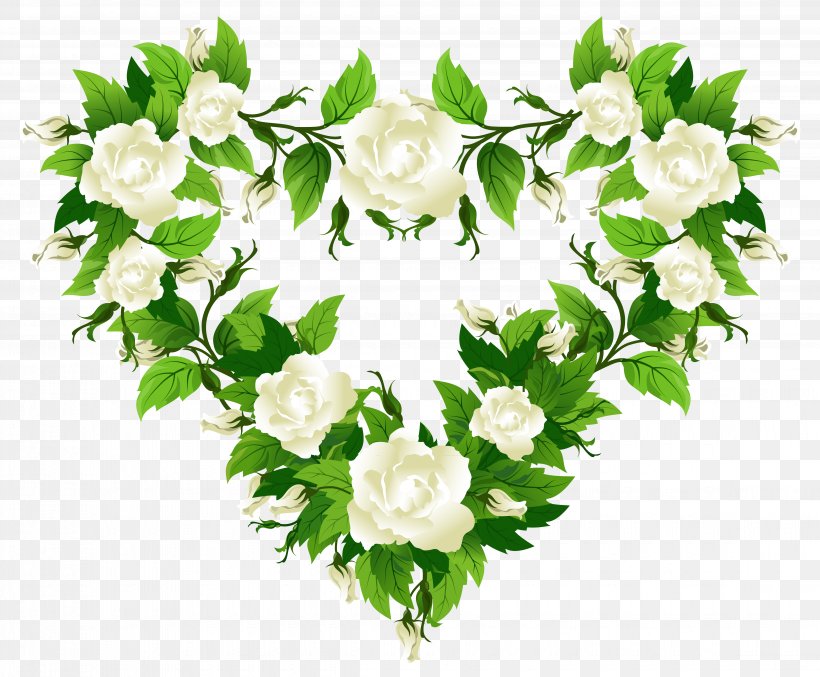 Rose Heart White Clip Art, PNG, 4530x3742px, Rose, Branch, Color, Cut Flowers, Floral Design Download Free
