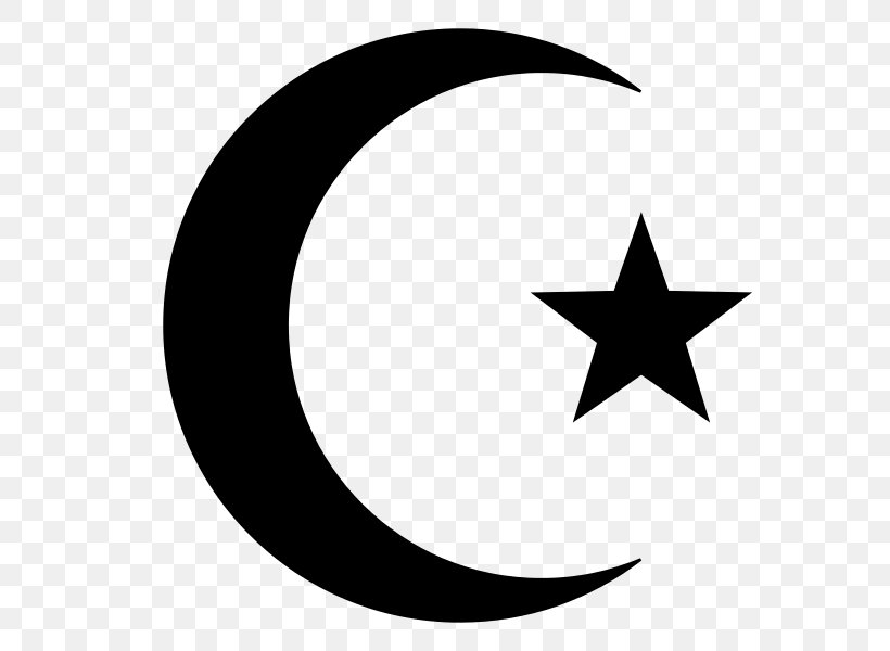 Star And Crescent Symbols Of Islam Moon, PNG, 577x600px, Star And Crescent, Black, Black And White, Crescent, Islam Download Free