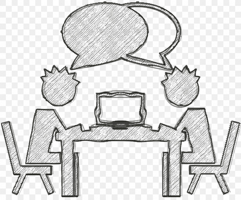 Academic 1 Icon Computer Icon Students Talking On A Table With A Computer Icon, PNG, 1036x858px, Academic 1 Icon, Behavior, Black And White, Chair, Computer Icon Download Free