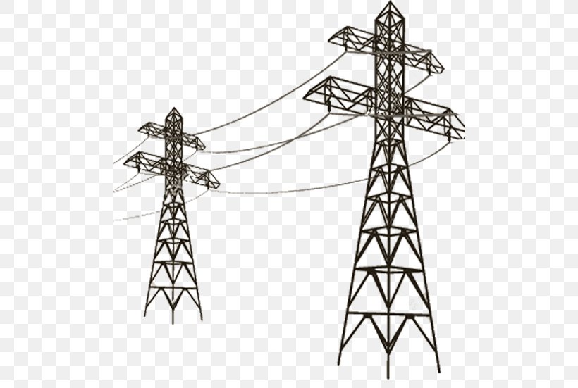 Transmission Tower Clip Art Electricity Overhead Power Line Vector Graphics, PNG, 500x551px, Transmission Tower, Art, Cross, Drawing, Electric Power Download Free