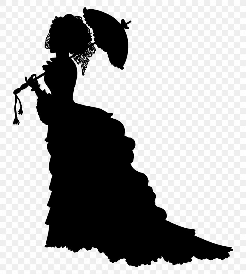 Victorian Era Silhouette Female Clip Art, PNG, 899x1000px, Victorian Era, Black And White, Crinoline, Female, Joint Download Free