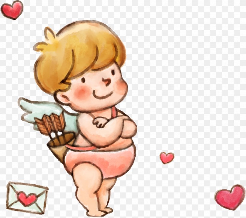 Valentines Day Love Little Angel, PNG, 1870x1655px, Watercolor, Cartoon, Flower, Frame, Heart Download Free