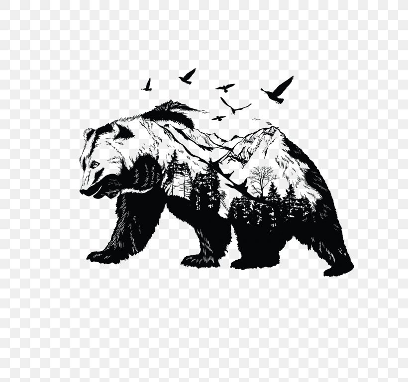 Brown Bear Black And White Polar Bear Tattoo Drawing, PNG, 768x768px, Brown Bear, Abziehtattoo, American Black Bear, Art, Bear Download Free