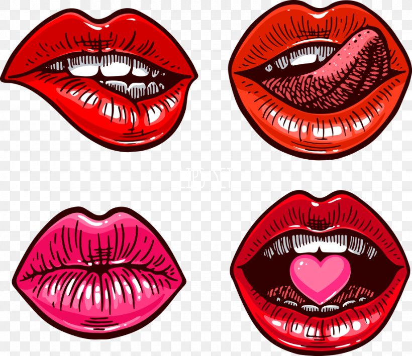 Lip Euclidean Vector Tongue, PNG, 920x796px, Watercolor, Cartoon, Flower, Frame, Heart Download Free