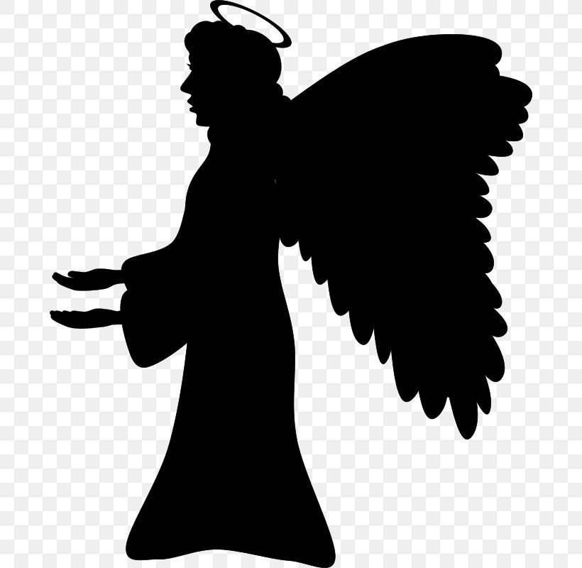 Silhouette Angel Clip Art, PNG, 680x800px, Silhouette, Angel, Beak, Bird, Black And White Download Free