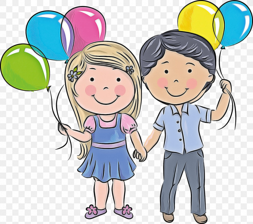 Cartoon Balloon Friendship Cheek Sharing, PNG, 1280x1135px, Cartoon, Balloon, Cheek, Child, Friendship Download Free