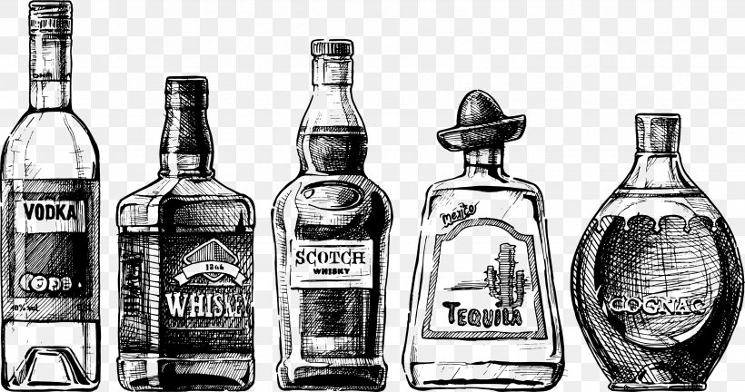 Whisky Vodka Distilled Beverage Gin Brandy, PNG, 3341x1762px, Whisky, Alcohol, Alcoholic Beverage, Alcoholic Drink, Black And White Download Free
