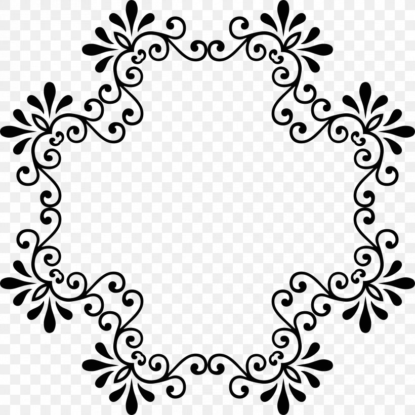 Picture Frames Decorative Arts Ornament Clip Art, PNG, 2336x2336px, Picture Frames, Area, Black, Black And White, Branch Download Free