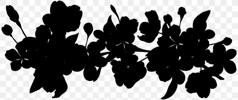 Silhouette Font Leaf Flower Pattern, PNG, 8000x3383px, Silhouette, Black M, Blackandwhite, Flower, Leaf Download Free