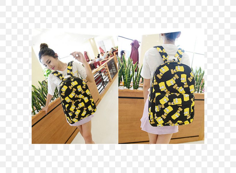 Bart Simpson Backpack Shoulder Handbag Tube Top, PNG, 600x600px, Bart Simpson, Animal Print, Backpack, Black, Blue Download Free