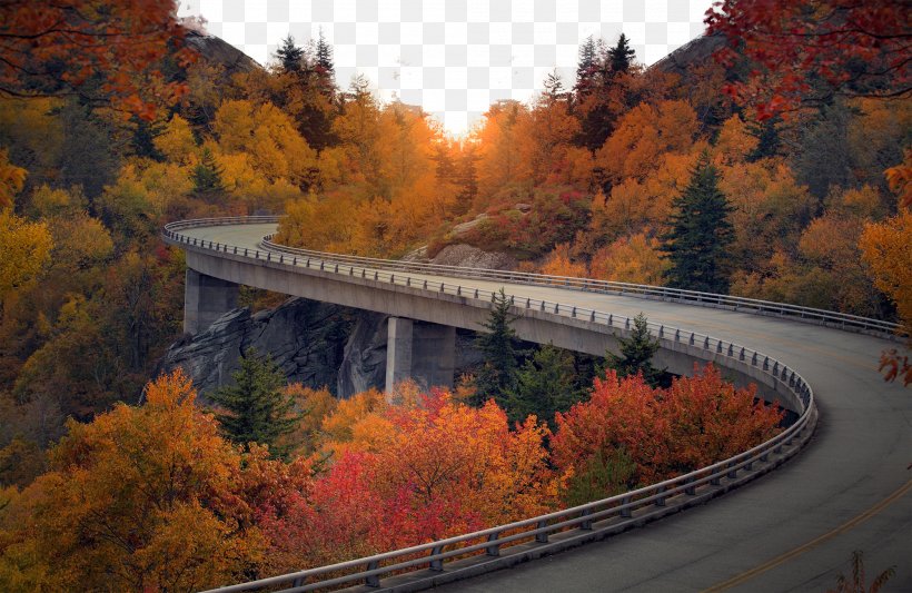 Blue Ridge Parkway Linn Cove Viaduct Landwasser Viaduct Starrucca Viaduct, PNG, 2000x1301px, Blue Ridge Parkway, Autumn, Blue Ridge Mountains, Bridge, Landscape Download Free