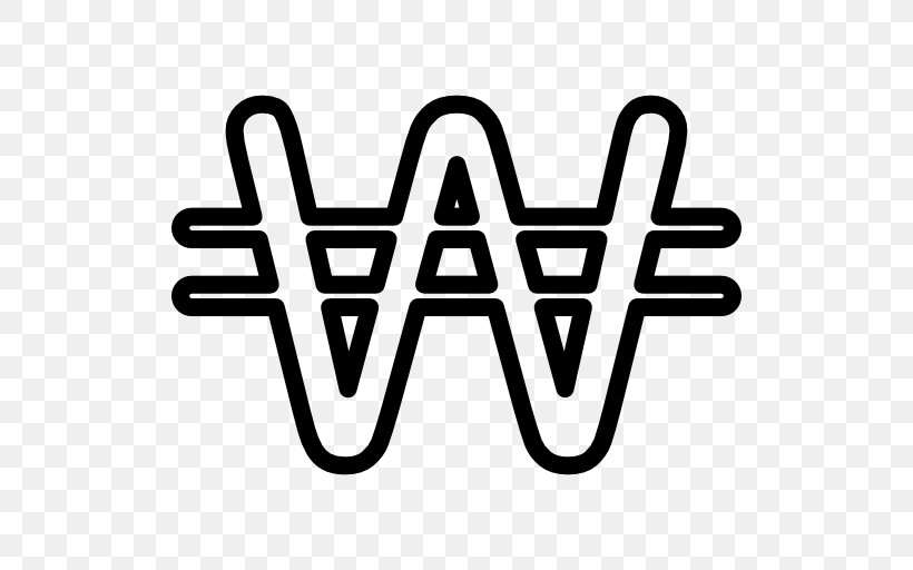 South Korean Won North Korean Won Currency Symbol, PNG, 512x512px, South Korea, Area, Black And White, Brand, Currency Download Free