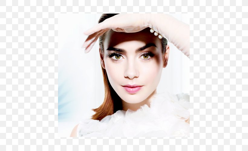 Lily Collins Beauty Sunscreen Lancôme Cosmetics, PNG, 500x500px, Lily Collins, Bb Cream, Beauty, Brown Hair, Chin Download Free