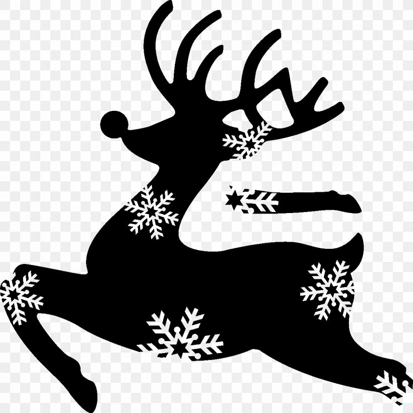 Reindeer Antler Silhouette H&M Clip Art, PNG, 1200x1200px, Reindeer, Antler, Art, Black And White, Character Download Free