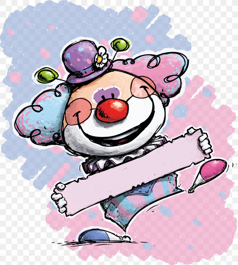 Clown Royalty-free Illustration, PNG, 965x1074px, Watercolor, Cartoon, Flower, Frame, Heart Download Free