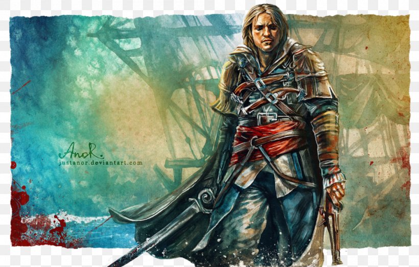Assassin's Creed IV: Black Flag Assassin's Creed Unity Edward Kenway Fan Art, PNG, 1000x639px, Watercolor, Cartoon, Flower, Frame, Heart Download Free