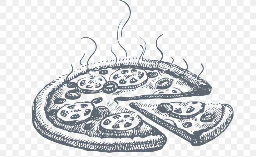 Pizza Fast Food Hamburger French Fries Italian Cuisine, PNG, 791x502px, Pizza, Art, Black And White, Drawing, Fast Food Download Free