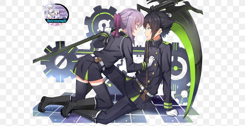 Seraph Of The End Animaatio Desktop Wallpaper, PNG, 600x424px, Watercolor, Cartoon, Flower, Frame, Heart Download Free