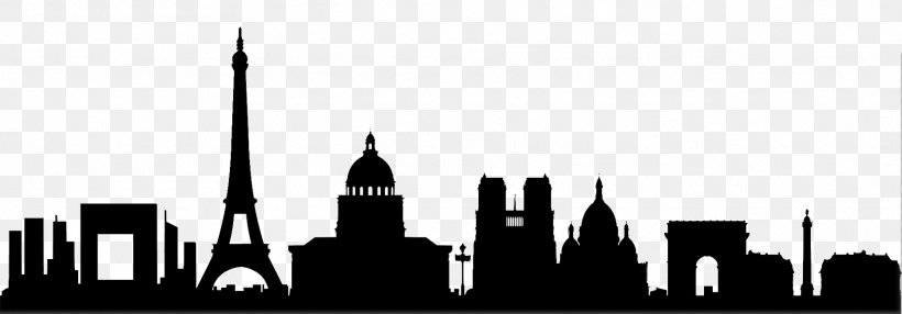 Paris Skyline Silhouette Clip Art, PNG, 1868x652px, Paris, Art, Black And White, City, Cityscape Download Free