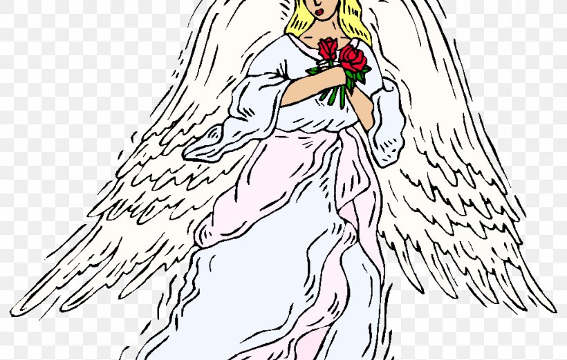 Line Art Angel Sight Legendary Creature Cartoon, PNG, 991x630px, Watercolor, Cartoon, Flower, Frame, Heart Download Free