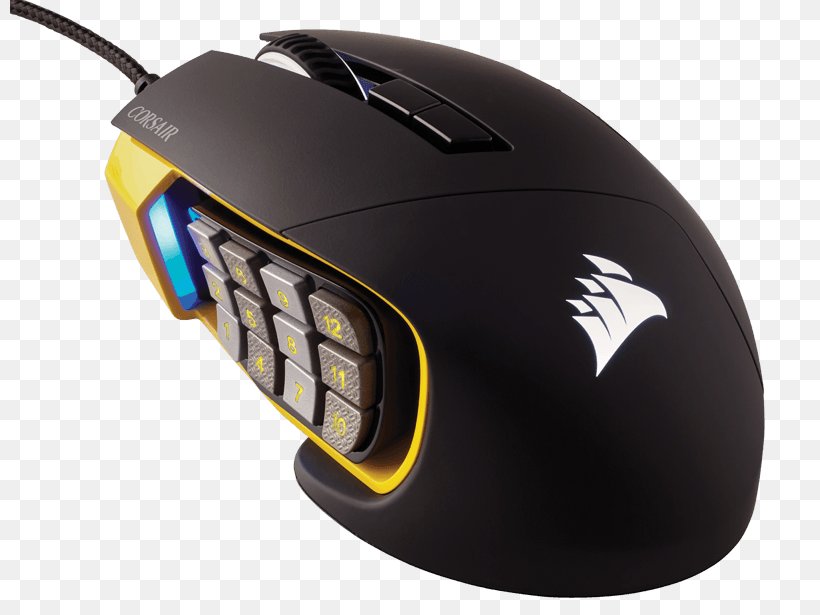 Computer Mouse Corsair Gaming Scimitar RGB Optical MOBA/MMO Mouse, USB (Yellow) Corsair Scimitar PRO RGB Corsair Scimitar RGB RGB Color Model, PNG, 800x615px, Computer Mouse, Button, Computer Component, Corsair Components, Corsair Scimitar Pro Rgb Download Free