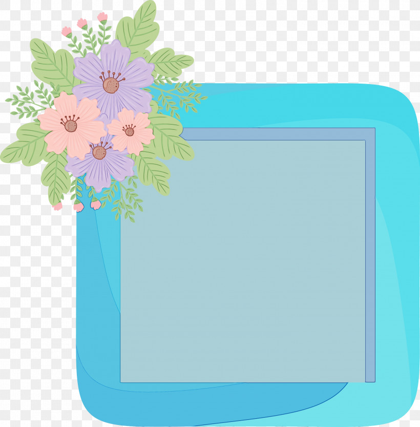 Floral Design, PNG, 2950x3000px, Flower Photo Frame, Blue, Cobalt Blue, Floral Design, Flower Frame Download Free