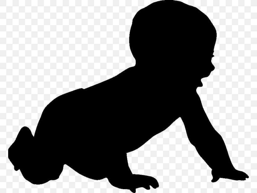 Silhouette Infant Child Clip Art, PNG, 768x615px, Silhouette, Black, Black And White, Carnivoran, Child Download Free