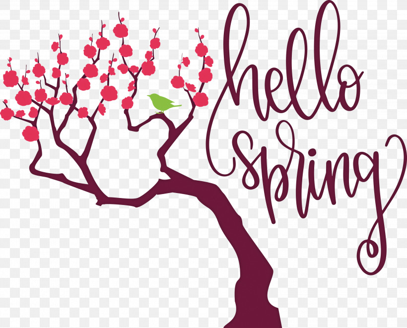 Hello Spring Spring, PNG, 3000x2420px, Hello Spring, Branch, Drawing, Flower, Leaf Download Free