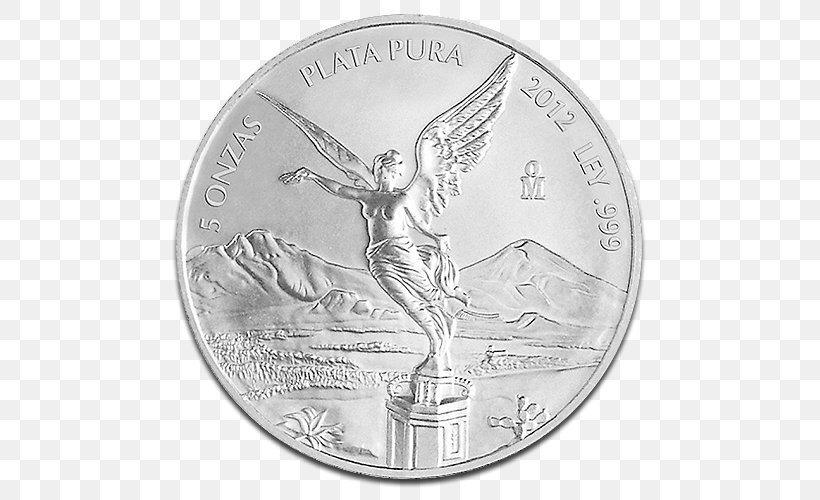 Bullion Coin Libertad Silver Mexico City, PNG, 500x500px, Coin, Ancient Greek Coinage, Apmex, Black And White, Bullion Download Free