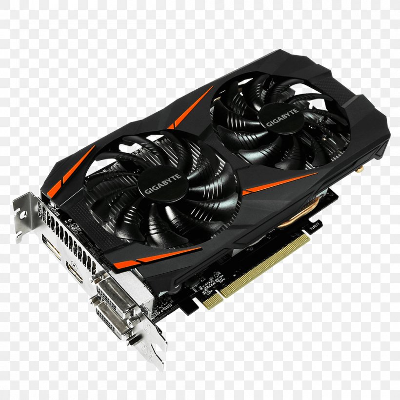Graphics Cards & Video Adapters NVIDIA GeForce GTX 1060 GDDR5 SDRAM Gigabyte Technology, PNG, 1000x1000px, Graphics Cards Video Adapters, Cable, Computer, Computer Component, Computer Cooling Download Free