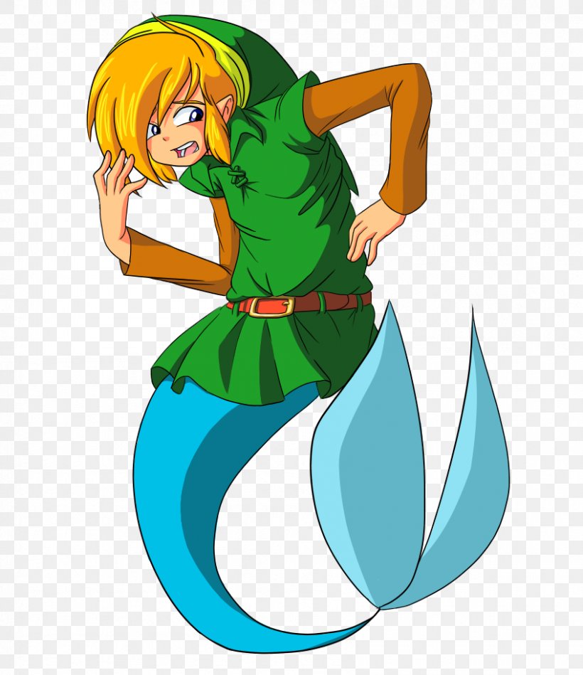 Link The Legend Of Zelda: Breath Of The Wild Mermaid Suit Merman, PNG, 847x981px, Watercolor, Cartoon, Flower, Frame, Heart Download Free