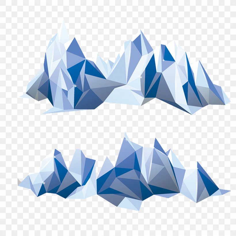 Polygon Mountain Geometry Iceberg, PNG, 1000x1000px, Polygon, Art Paper, Blue, Geometric Shape, Geometry Download Free