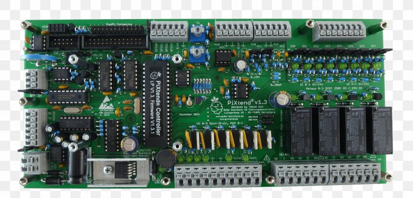 Raspberry Pi Programmable Logic Controllers Printed Circuit Board Electronic Component Microcontroller, PNG, 3000x1443px, Raspberry Pi, Circuit Component, Circuit Prototyping, Computer, Computer Component Download Free