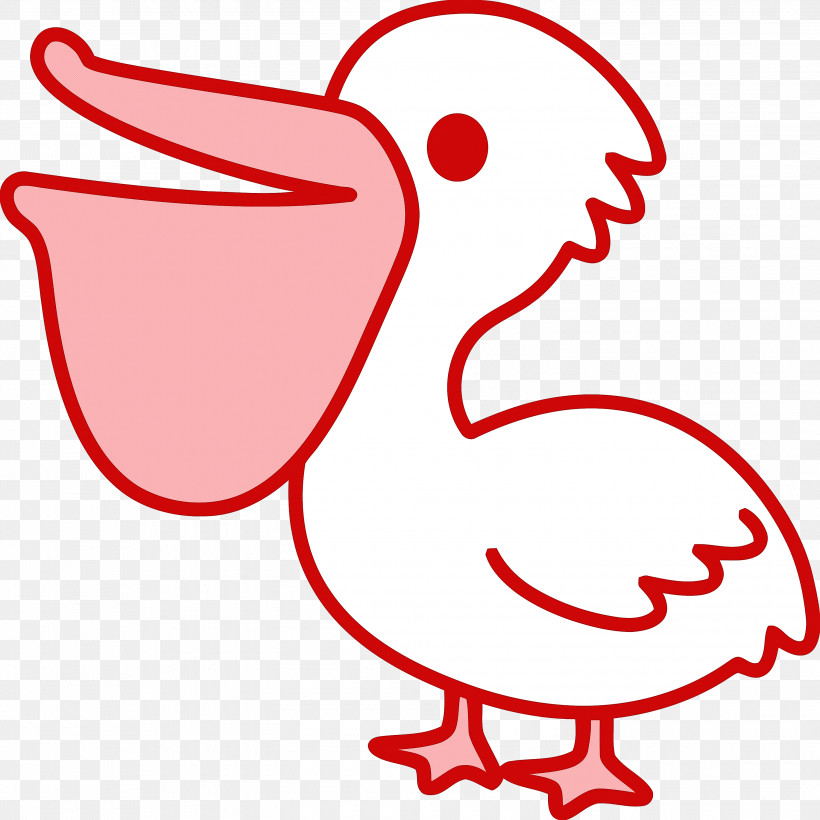 Pelican Water Bird, PNG, 3000x3000px, Pelican, Beak, Bird, Line Art, Red Download Free