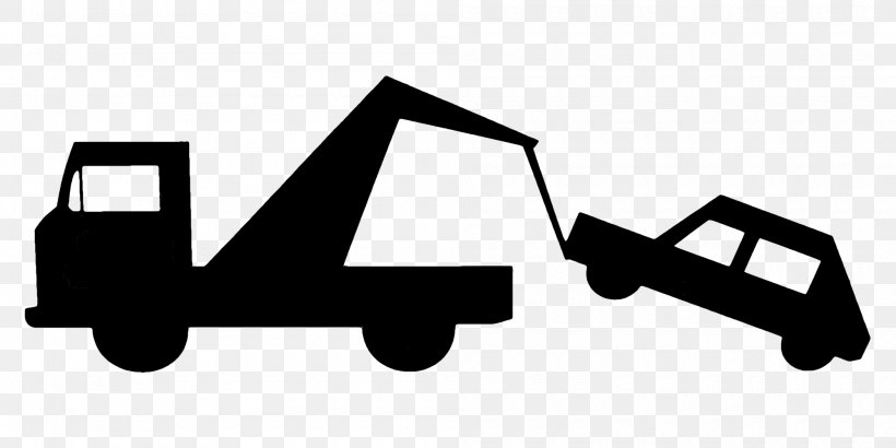 Car Towing Tow Truck Vehicle Clip Art, PNG, 2000x1000px, Car, Black And White, Brand, Breakdown, Driving Download Free