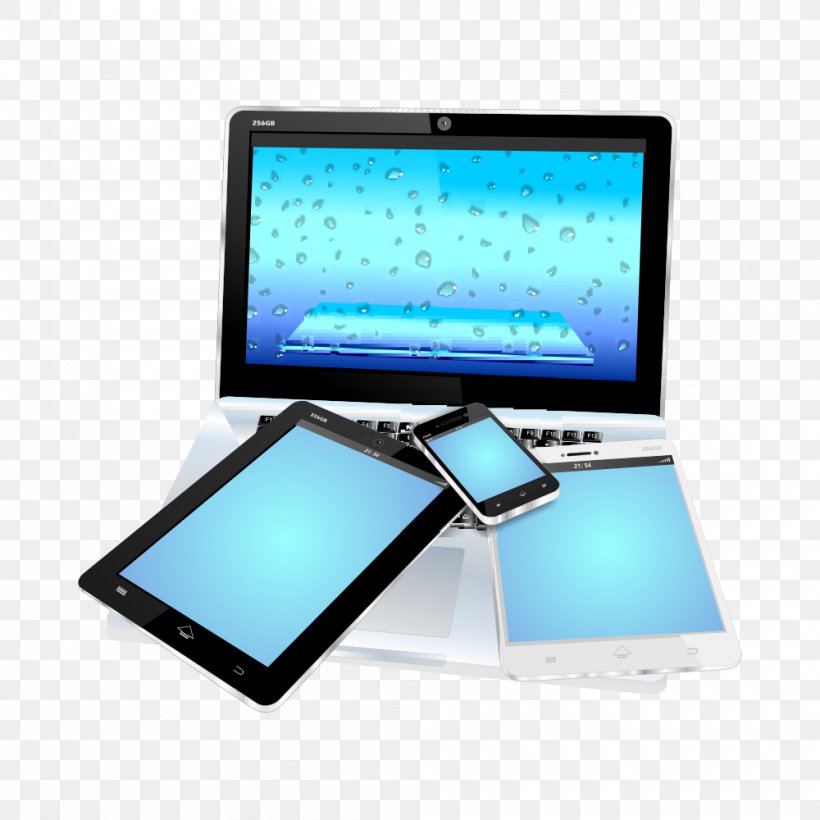 Laptop Mobile Device Tablet Computer Smartphone Touchscreen, PNG, 1000x1000px, Laptop, Android, Blue, Computer, Computer Monitor Download Free