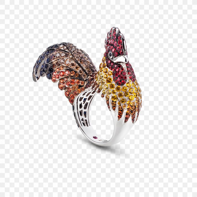 Rooster Ring Sapphire Gold Diamond, PNG, 1200x1200px, Rooster, Brown Diamonds, Carat, Charms Pendants, Chinese New Year Download Free