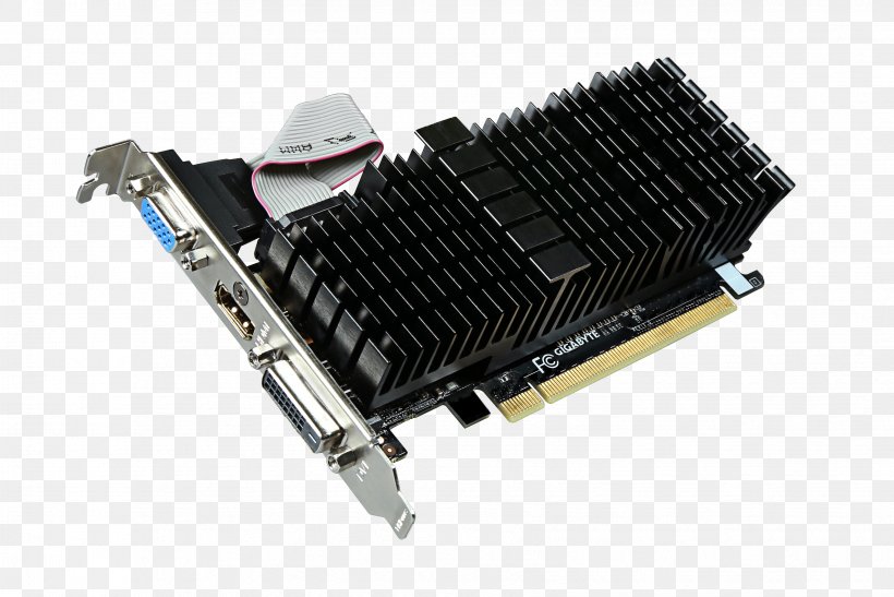 Graphics Cards & Video Adapters GeForce Gigabyte Technology PCI Express DDR3 SDRAM, PNG, 3464x2312px, Graphics Cards Video Adapters, Cable, Computer Component, Conventional Pci, Cuda Download Free