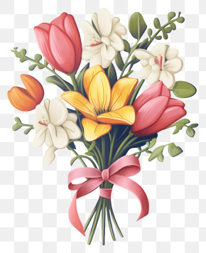 Bouquet Of Flowers - Colorful Flower Bouquet PNG