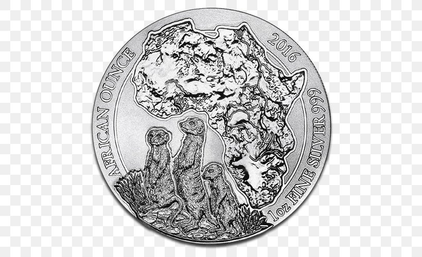 Meerkat Silver Coin Africa, PNG, 500x500px, Meerkat, Africa, Australian Silver Kookaburra, Black And White, Bullion Download Free