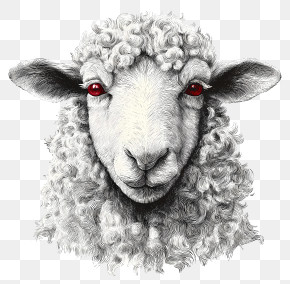 Sheep Head - Realistic Sheep Illustration PNG