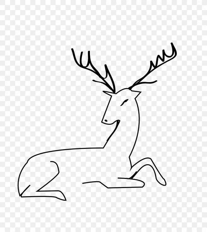White-tailed Deer Reindeer Clip Art, PNG, 999x1119px, Deer, Antler, Area, Black And White, Drawing Download Free