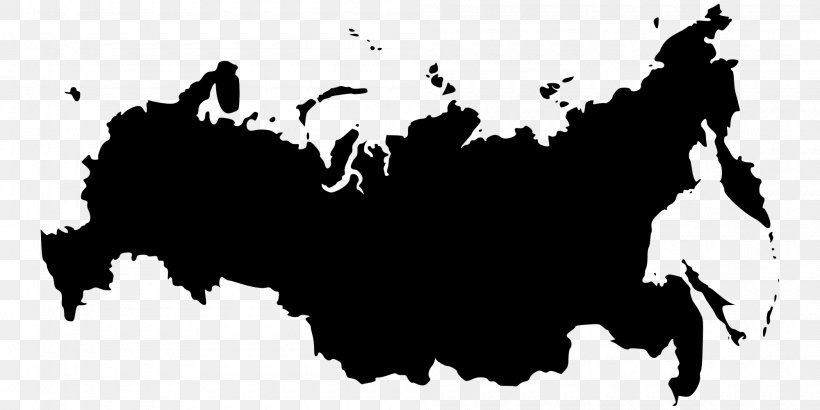 Russia Map Clip Art, PNG, 2000x1000px, Russia, Black, Black And White, Blank Map, Flag Of Russia Download Free