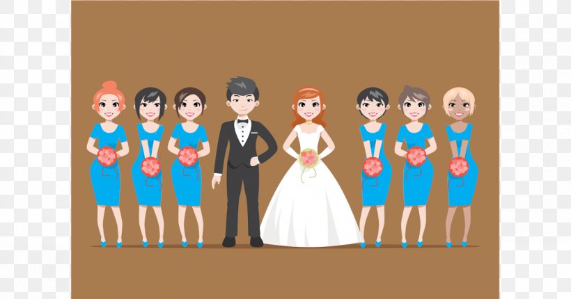Illustration Cartoon Bridesmaid Wedding Drawing, PNG, 1200x630px, Watercolor, Cartoon, Flower, Frame, Heart Download Free