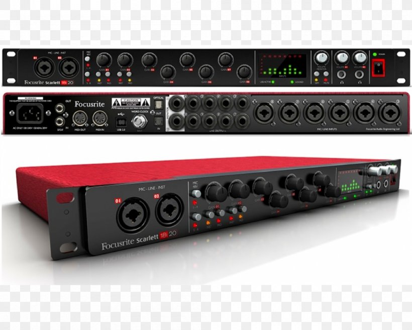 Microphone Focusrite Scarlett 18i20 2nd Gen Sound Cards & Audio Adapters, PNG, 1000x800px, Microphone, Audio, Audio Crossover, Audio Equipment, Audio Receiver Download Free