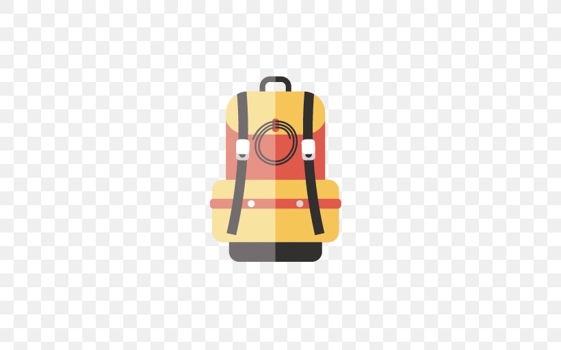 Cartoon Flat Design Backpack, PNG, 512x512px, Cartoon, Backpack, Designer, Flat Design, Orange Download Free