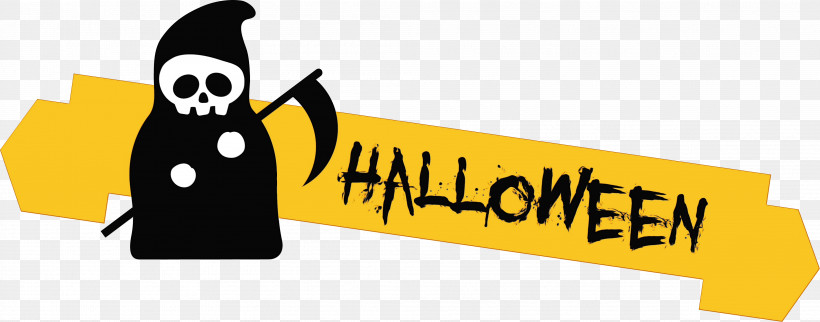 Logo Cartoon Flightless Bird Yellow Meter, PNG, 4011x1576px, Happy Halloween Banner, Birds, Cartoon, Flightless Bird, Happiness Download Free