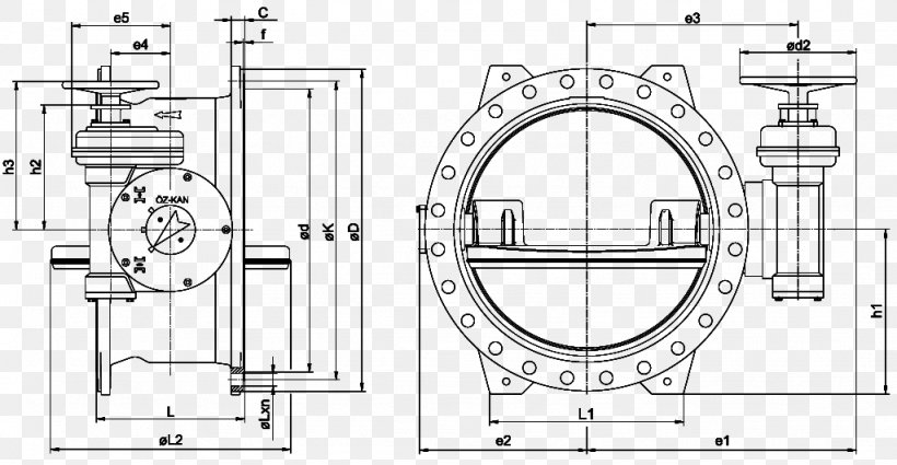 Butterfly Valve Nominal Pipe Size Flange, PNG, 1024x531px, Valve, Actuator, Artwork, Black And White, Butterfly Valve Download Free